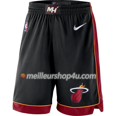 Homme NBA Miami Heat Shorts Noir 2018-19 Nike Swingman